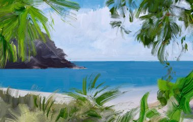 soyut yaratıcı tropikal manzara yağı resim