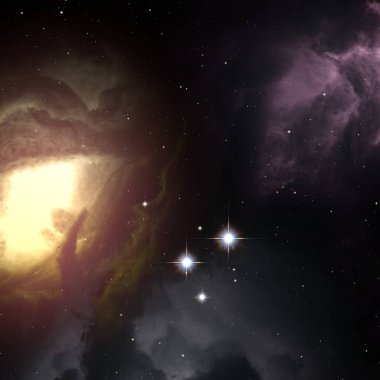 Derin uzay yıldız alanı. Evren yıldızlarla ve gazla dolu. çok uzak bir evren çizimi. 