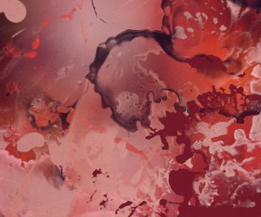 Soyut rastgele şekiller. 2D illüstrasyon arka planı. Düz beton duvarda sanatsal modern sanat kalıpları. Kabataslak boyalı yüzey. El yapımı fırça darbeleri.