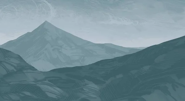 Ilustración Montañas Escocia Arte Pintura Digital Dibujo Hecho Mano — Foto de Stock