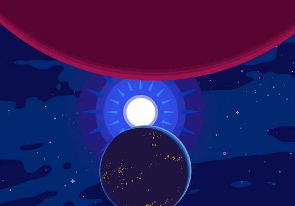 Illustratie Cartoon Cosmos Achtergrondafbeelding Diepe Interstellaire Ruimte Sterren Planeten Manen — Stockfoto