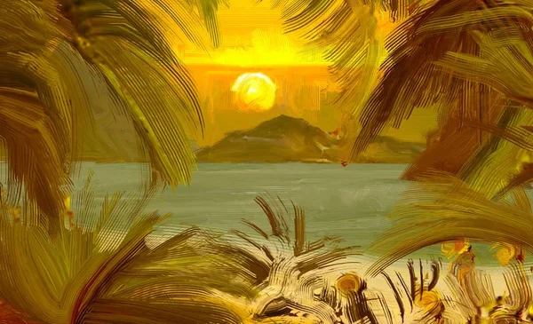 Tropischer Strand Sonnenuntergang Hintergrund — Stockfoto