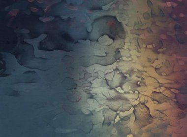 Soyut rastgele şekiller. 2D illüstrasyon arka planı. Düz beton duvarda sanatsal modern sanat kalıpları. Kabataslak boyalı yüzey. El yapımı fırça darbeleri.