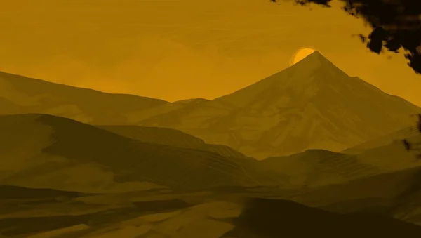 Ilustración Montañas Salvajes Arte Digital Pintura Digital Hecha Mano — Foto de Stock