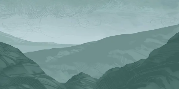 苏格兰山 数字绘画艺术 手工绘图 — 图库照片
