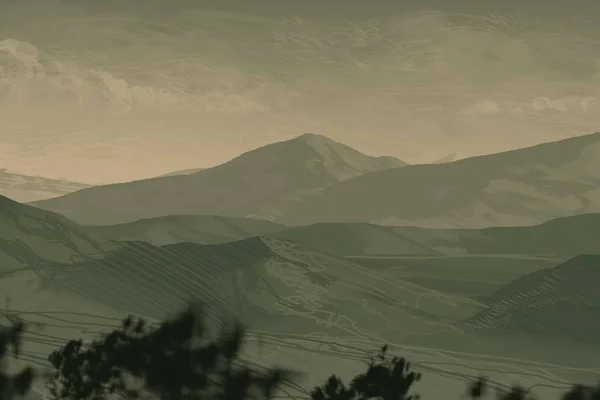 Illustration Wild Mountains Digital Art Handmade Digital Painting — Stock Photo, Image