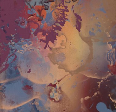 2d illüstrasyon. Beton düz duvar grafitisi. Modern sanat tarzı. Çok renkli şekil ler ve desenler. El yapımı sprey resimleri. Boyalı pürüzlü yüzey. Fırça darbeleri. 