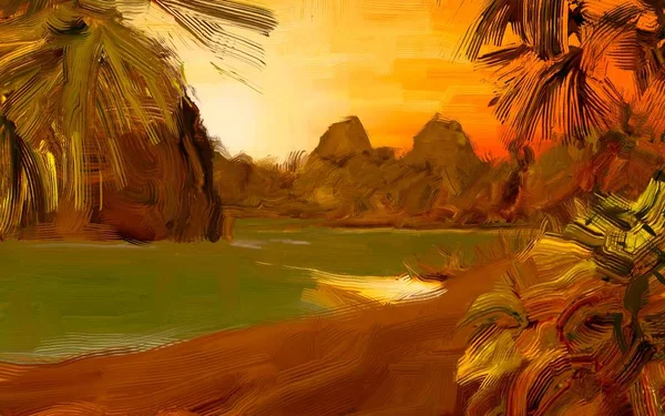 Fantastisk Natur Bakgrund Med Tropisk Solnedgång — Stockfoto