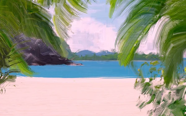 soyut yaratıcı tropikal manzara yağı resim