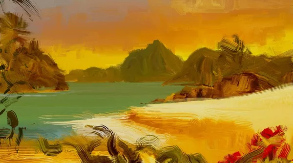 Tropická Pláž Západu Slunce Pozadí — Stock fotografie