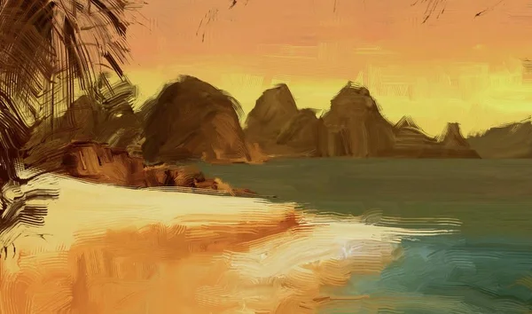 Tropická Pláž Západu Slunce Pozadí — Stock fotografie