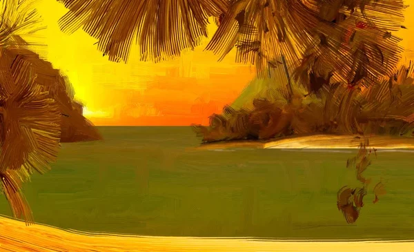 Tropical Beach Sunset Background — Stock Photo, Image