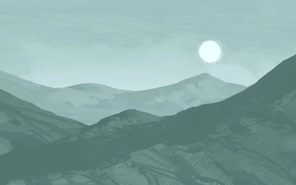 Streszczenie Sylwetki Tło Mgliste Góry — Zdjęcie stockowe