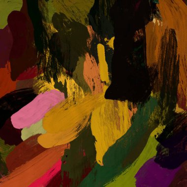 Tuval el yapımı yağlıboya. Renkli doku. Fırça darbeleri. Renkli görüntü. Modern sanat. Çağdaş sanat.