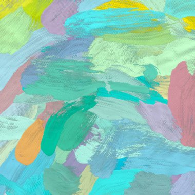 Tuval el yapımı yağlıboya. Renkli doku. Fırça darbeleri.