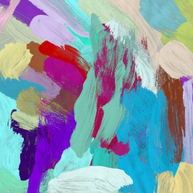 Tuval el yapımı yağlıboya. Renkli doku. Fırça darbeleri. Renkli görüntü. Modern sanat. Çağdaş sanat.