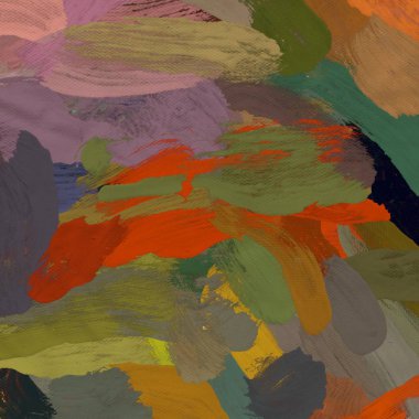 Tuval el yapımı yağlıboya. Renkli doku. Fırça darbeleri. Renkli görüntü. Modern sanat. Çağdaş sanat.