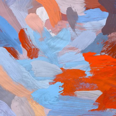 Tuval el yapımı yağlıboya. Renkli doku. Fırça darbeleri. Renkli görüntü. Modern sanat. Çağdaş sanat.