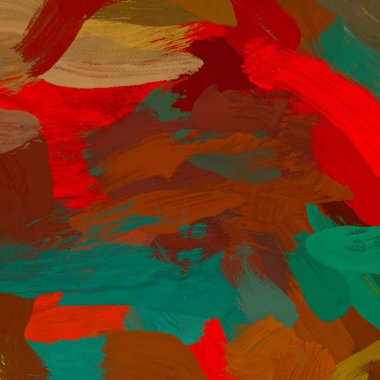 Tuval el yapımı yağlıboya. Renkli doku. Fırça darbeleri.