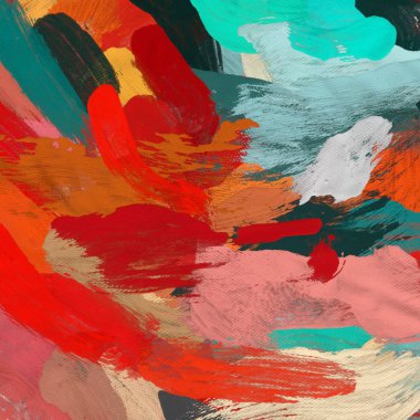 Tuval el yapımı yağlıboya. Renkli doku. Fırça darbeleri. Renkli görüntü. Modern sanat. Çağdaş sanat.