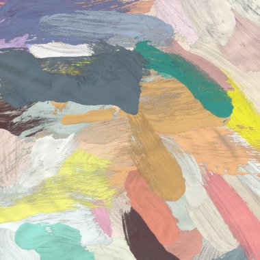 Tuval el yapımı yağlıboya. Renkli doku. Fırça darbeleri. Renkli görüntü. Modern sanat. Çağdaş sanat.