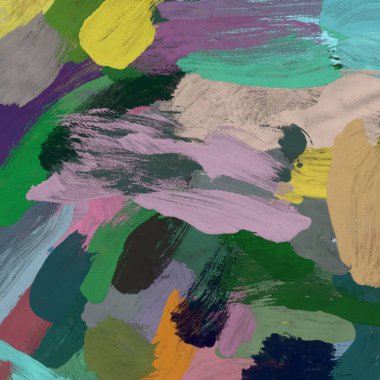 Tuval el yapımı yağlıboya. Renkli doku. Fırça darbeleri. Renkli görüntü. Modern sanat. Çağdaş sanat.