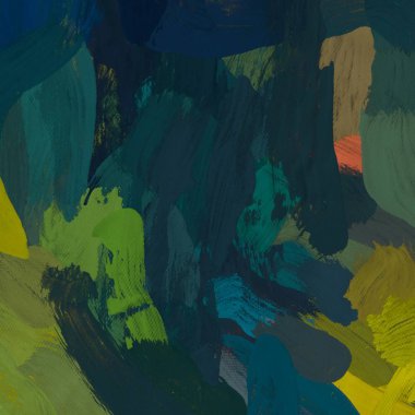 Tuval el yapımı yağlıboya. Renkli doku. Fırça darbeleri. Renkli görüntü. Modern sanat. Çağdaş sanat.