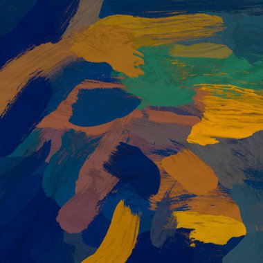 Tuval el yapımı yağlıboya. Renkli doku. Fırça darbeleri. Renkli görüntü. Modern sanat. Çağdaş sanat.