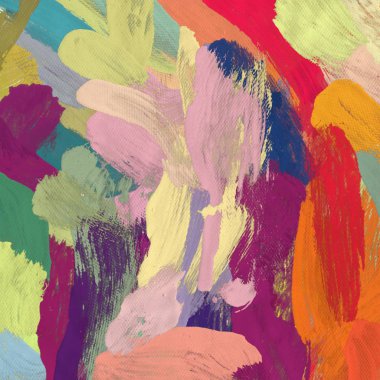 Tuval el yapımı yağlıboya. Renkli doku. Fırça darbeleri. Renkli görüntü. Modern sanat. Çağdaş sanat.