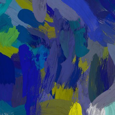 Tuval el yapımı yağlıboya. Renkli doku. Fırça darbeleri.