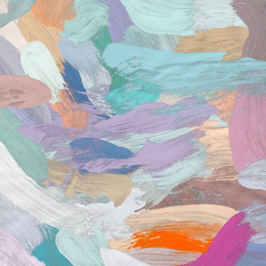 Tuval el yapımı yağlıboya. Renkli doku. Fırça darbeleri.