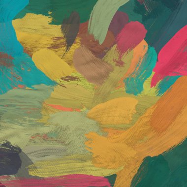 Tuval el yapımı yağlıboya. Renkli doku. Fırça darbeleri. Renkli görüntü. Modern sanat. Çağdaş sanat.