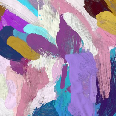 Tuval el yapımı yağlıboya. Renkli doku. Fırça darbeleri. Renkli görüntü. Modern sanat. Çağdaş sanat.