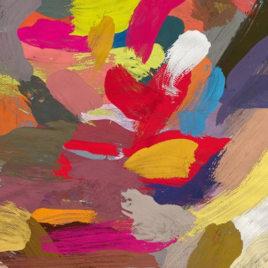 Tuval el yapımı yağlıboya. Renkli doku. Fırça darbeleri. Renkli görüntü. Modern sanat. Çağdaş sanat.