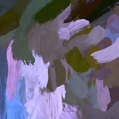 Tuval el yapımı yağlıboya. Renkli doku. Fırça darbeleri. Renkli görüntü. Modern sanat. Çağdaş sanat.