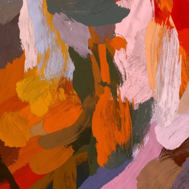 Tuval el yapımı yağlıboya. Renkli doku. Fırça darbeleri.