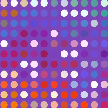 Halkalar ile dikişsiz polka nokta desen. Soyut asimetrik doku. Fayans bahar arka plan. Parlak pembe, turuncu, beyaz, sarı renkler. Aile dekoru, tatil ambalaj kağıdı. Olay vektör tasarımı