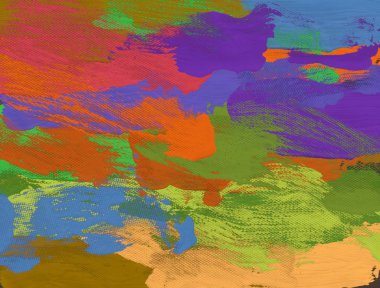 El yapımı tuvale yağlı boya. Soyut sanat dokusu. Renkli doku. Modern sanat eserleri. Yağlı boya darbeleri. Fırça darbeleri. Modern sanat. Çağdaş sanat. Sanatsal tuval.   