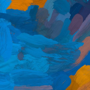 Tuval el yapımı yağlıboya. Renkli doku. Fırça darbeleri.