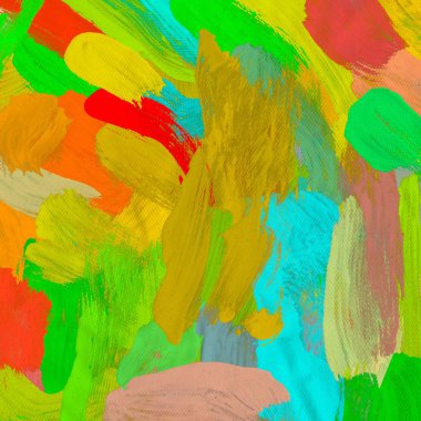 Tuval el yapımı yağlıboya. Renkli doku. Fırça darbeleri.