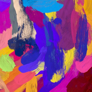 Tuval el yapımı yağlıboya. Renkli doku. Fırça darbeleri. Renkli görüntü. Modern sanat. Çağdaş sanat.