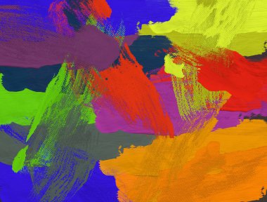 El yapımı tuvale yağlı boya. Soyut sanat dokusu. Renkli doku. Modern sanat eserleri. Yağlı boya darbeleri. Fırça darbeleri. Modern sanat. Çağdaş sanat. Sanatsal tuval.  