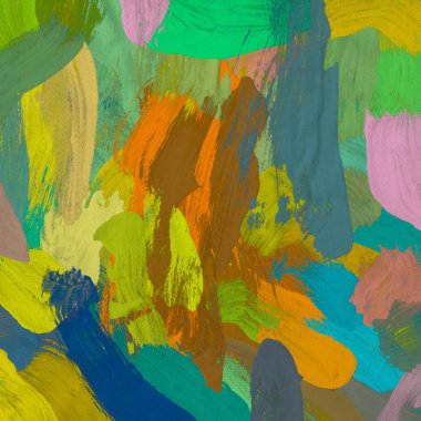 Tuval el yapımı yağlıboya. Renkli doku. Fırça darbeleri. Renkli görüntü. Modern sanat. Çağdaş sanat.