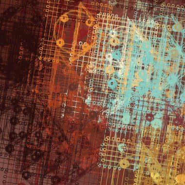 farklı Vintage desenleri ile soyut grunge arka plan