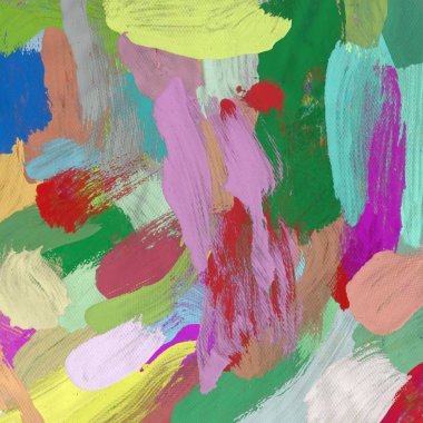 Tuval el yapımı yağlıboya. Renkli doku. Fırça darbeleri.