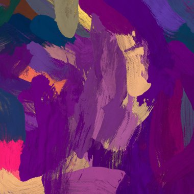 Tuval el yapımı yağlıboya. Renkli doku. Fırça darbeleri. Renkli görüntü. Modern sanat. Çağdaş sanat.