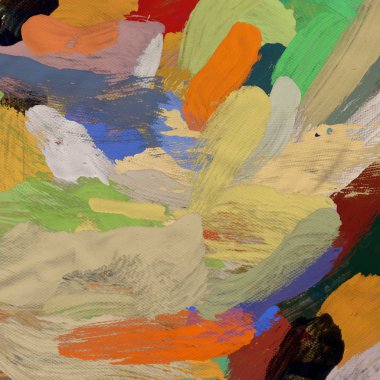 Tuval el yapımı yağlıboya. Renkli doku. Fırça darbeleri. Renkli görüntü. Modern sanat. Çağdaş sanat.
