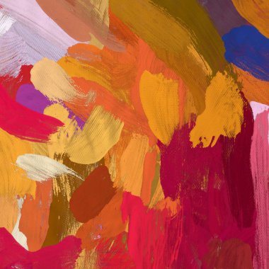 Tuval el yapımı yağlıboya. Renkli doku. Fırça darbeleri. Renkli görüntü. Modern sanat. Çağdaş sanat.