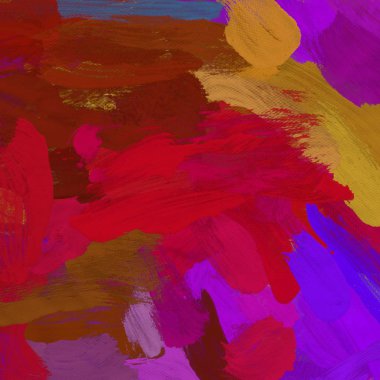 Tuval el yapımı yağlıboya. Renkli doku. Fırça darbeleri. Renkli görüntü. Modern sanat. Çağdaş sanat.