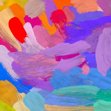 Tuval el yapımı yağlıboya. Renkli doku. Fırça darbeleri. Renkli görüntü. Modern sanat. Çağdaş sanat.